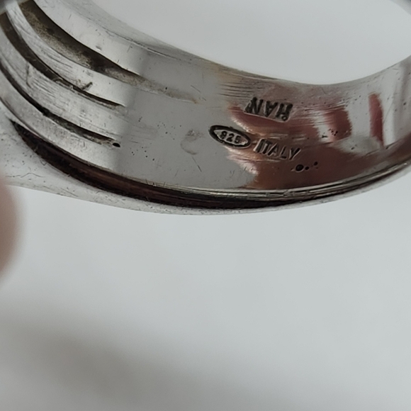 VINTAGE ITALY STERLING SILVER 925 HAN SIGNED MODERNIST RING SIZE 6 - Picture 6 of 7